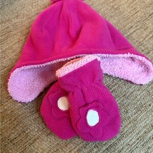 Pink Fleece Hat and Mittens Set for Kids
